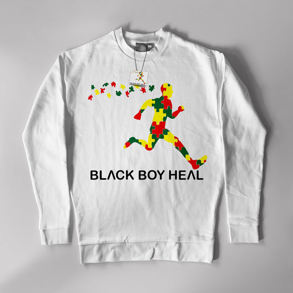 Black Boy Heal Sweatshirt (White)